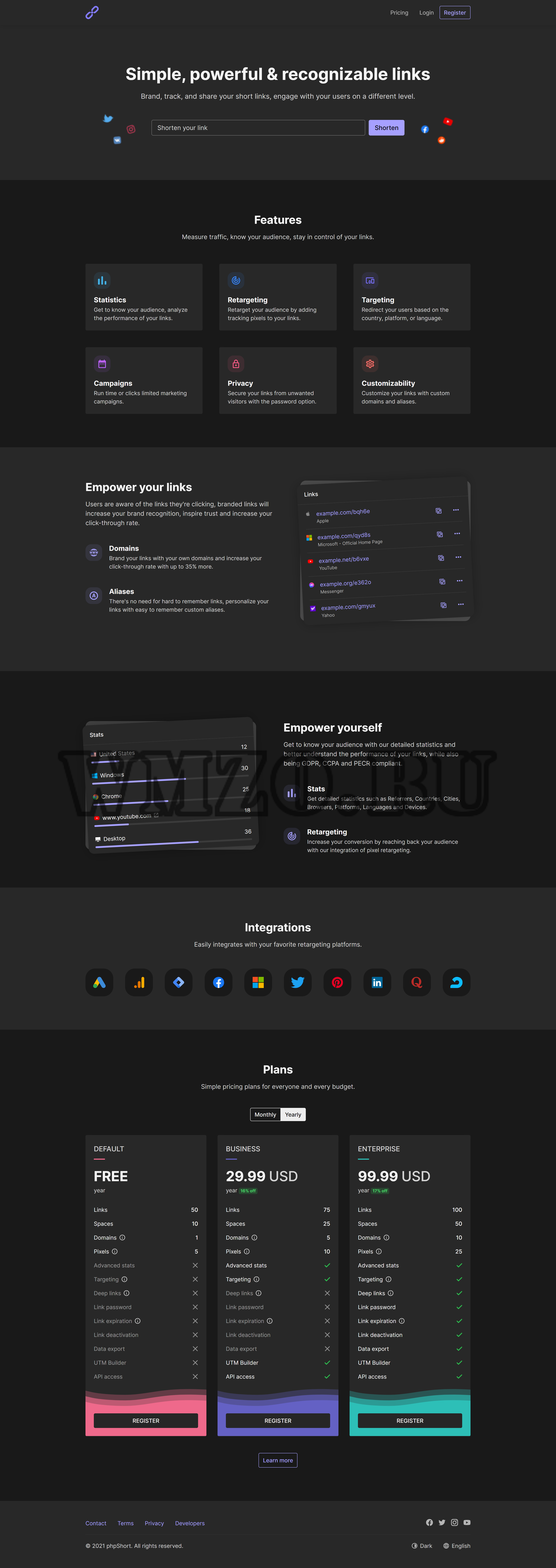 Скрипт сократителя ссылок phpShort v3.7.0 NULLED