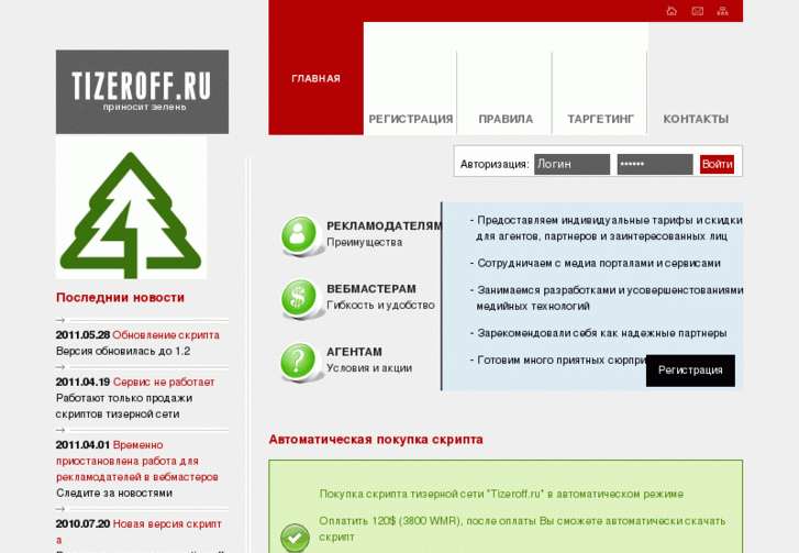 Скачать скрипт тизерной сети Tizeroff
