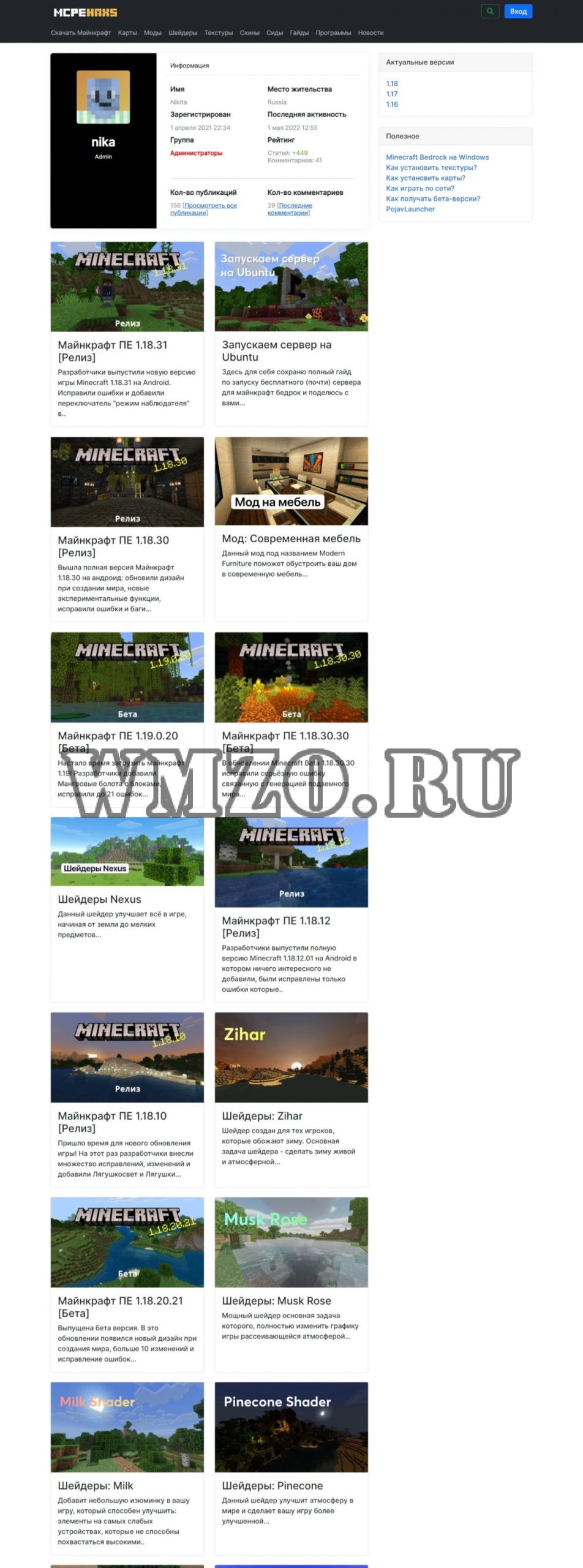 Игровой шаблон MCPEHaxs для DLE